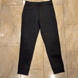 Men's Fleece Lined Wrinkle Free Open Hem Dark Gray Thermal Sweatpants